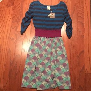 Matilda Jane Cotton Dress Floral Stripe Purple M ✅